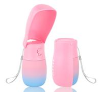 JOPHEK Botella portátil para mascotas de 300 ml, plegable de 180 °, a prueba de fugas, botella de agua para perros y gatos con filtro de carbón activo para el día a día, caminar, viajar, acampar