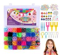 JOPHEK Gomas Para Hacer Pulseras, Kit de Cuentas Coloridas Abalorios Hacer Pulseras Collar, Hacer Collares de Goma de Juguete para Niños de Anillos y Collares de Bricolaje Manualidades (Colour 40GE)