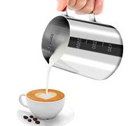 JOPHEK Jarra Barista 304 Acero Inoxidable, Jarra de Espuma de Leche, con Marca de Medición, Taza de Café para Espumar, para Capuchino, Espresso (350ML)