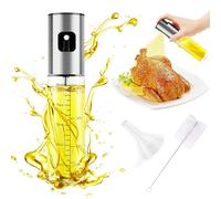 JOPHEK Spray Aceite Cocina, 100ml Pulverizador Aceite Spray Botella Vidrio Acero Inoxidable Vaporizador Aceite de Oliva - Pulverizador de Aceite para Freidora de Aire