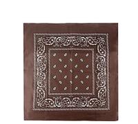 JOPHY & CO. Bandanas unisex 100% algodón con motivo paisley y un color, pañuelo para el pelo/cuello/muñeca/cabeza, COD.644 (Marrón Paisley)