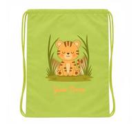 Jophy&Co - Bolsa para niño personalizada | Mochila con nombre | 100% algodón | Bolsa infantil para la escuela/guardería/viajes/deporte | 40 x 36 cm (COD.8701), Verde, talla única, León Fantasía A