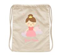 JOPHY & CO. Mochila para niño personalizada | Mochila con nombre | 100% algodón | Bolso infantil para la escuela/guardería/viajes/deporte, 40 x 36 cm (COD. 8701), beige, Taglia unica, Princesa