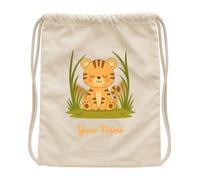 JOPHY & CO. Mochila para niño personalizada | Mochila con nombre | 100% algodón | Bolso infantil para la escuela/guardería/viajes/deporte, 40 x 36 cm (COD. 8701), beige, Taglia unica, León Fantasía A