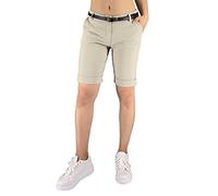 Jophy & Co. Pantalón de mujer, bermuda con cinturón y bolsillos (cód. 3009), beige, L