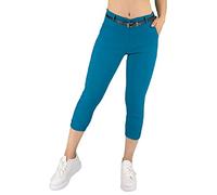 JOPHY & CO. Pantalón de mujer chino 3/4 con cinturón (cód. 3013), Petrolio., S