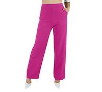 Jophy & Co - Pantalón de mujer con bolsillos, tejido ligero y elastizado, cómodo, de pierna ancha, (cód. 6503), fucsia, XXX-Large
