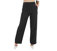 Jophy & Co - Pantalón de mujer con bolsillos, tejido ligero y elastizado, cómodo, de pierna ancha, (cód. 6503), Negro , S