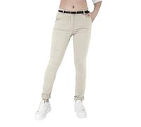 Jophy & Co - Pantalón elástico de mujer - Modelo chino con cinturón (cód. 3008), beige, XL
