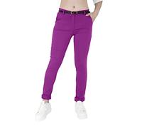 JOPHY & CO. Pantalón elástico para Mujer Chino con cinturón (cód. 3008) (S, Ciruela)