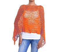 JOPHY & CO. Poncho de mujer con efecto de punto de punto para mujer, de verano y primavera, ligero y suave, cód. 1511, naranja., S