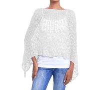 JOPHY & CO. Poncho de mujer con efecto de punto para mujer, gorro de ganchillo para verano y primavera, ligero y suave (cód. 1511), crema, XL