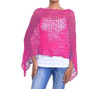 JOPHY & CO. Poncho de mujer con efecto de punto para mujer, gorro de ganchillo para verano y primavera, ligero y suave (cód. 1511), fucsia, XL