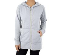 JOPHY & CO. Sudadera de mujer larga con capucha, cremallera y bolsillos (cód. 9047), gris, M
