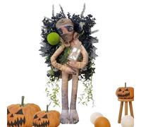 jopiuieo Coronas De Halloween para Puerta Principal,Letrero Corona Bienvenida Momia | Adorno Festivo para Jardín Porche Exterior Interior Fiestas y Decoración del Hogar