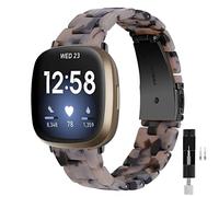 JOPLKOL Correa de resina compatible con Fitbit Sense/Sense 2/Versa 3/Versa 4, impermeable y ligera, correa de moda para rastreador de fitness para mujeres, talla única, Resina, No es una piedra