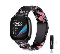 JOPLKOL Correa de resina compatible con Fitbit Sense/Sense 2/Versa 3/Versa 4, impermeable y ligera, correa de moda para rastreador de fitness para mujeres, talla única, Resina, No es una piedra