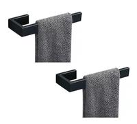 JOPOFI Toallero Rectangular de 8 Pulgadas, Anillo de Toalla contemporáneo de Acero Inoxidable Sus 304, toallero de Mano de diseño Moderno, Barra de Toalla de Mano para baño montado en la Pared, Negro