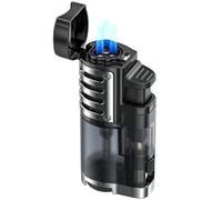 JOPOO 3 Jet Llamas Mechero Soplete Gas Butano Recargable Encendedor para Puros (Vendido sin Gas)