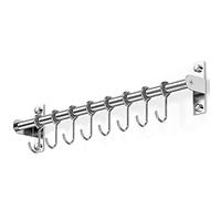 JOPOO Estante de acero inoxidable para utensilios de pared, con 8 ganchos deslizantes, para cocina y baño