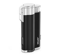 JOPOO Mechero Soplete Gas Butano Recargable para Puro, 3 Llamas (Vendido sin Gas) Negro