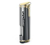 JOPOO Mechero Soplete Gas Recarga Encendedor Antiviento Recargable (Vendido sin Gas) Negro