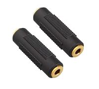 Jopto 2 adaptadores de Conector estéreo de 3,5 mm a 3,5 mm Hembra/Hembra chapados en Oro, Adaptador Recto de 3,5 mm, Color Negro para extensión de la conexión de Cable de Audio Conector de 3,5 mm