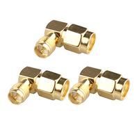 Jopto 3 adaptadores de 90 grados RP-SMA hembra (sin pin) a macho RP-SMA (pin) chapado en oro, convertidor coaxial de ángulo recto para antena 2G, 3G, 4G, LTE, antena Huawei UMTS de banda ancha