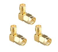 Jopto 3 Adaptadores de Radiofrecuencia, Conector Coaxial SMA Macho a Hembra, 90 Grados, Angulo Recto, Tipo L, Chapado en Oro, para Antenas Fatshark Goggles Hsdpa 2G 3G 4G LTE UMTS