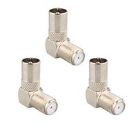 Jopto 3 Conectores Coaxiales Macho de Antena de Televisión en Angulo F de 90 Grados, Cable Existente a Conector de Angulo Recto para Juego Digital de Cables de Antena con Extremos