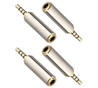 Jopto 4 Conectores de Audio Estéreo Macho de 2,5 mm a 3,5 mm Hembra, Adaptador de Extensión de Auriculares, Clavijas Auxiliares Chapados en Oro, Adaptador MIC TRRS