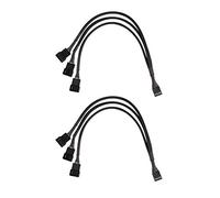 Jopto Cable adaptador de ventilador de 4 pines PWM y divisor de 1 a 3 vías trenzado, color negro, cable de extensión de 1 a 4 pines para ordenador, PC de 4 pines