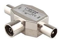 Jopto Divisor de Antena coaxial Hembra a Dos machos acoplador coaxial Tipo T/F Antena bidireccional para Adaptador de TV/T Acoplamiento coaxial Enchufe coaxial 2 Macho a 1 Hembra en Carcasa de Metal