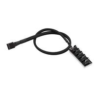 Jopto PWM - Hub de ventilador de PC y CPU de refrigeración de 4 pines/3 pines, adaptador divisor de cable de extensión para ventilador de 4 pines/3 pines, trenzado, color negro