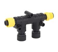 Jopwkuin Conector en T Dual para Redes NMEA 2000, Tuerca Metálica Impermeable M12 Conector T de 5 Pines para Electrónica Marina