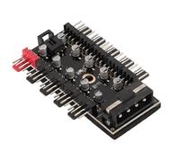 Jopwkuin Hub de Ventilador de Chasis de PC, Ventilador de Refrigeración de CPU de 12V y 10 Puertos Eficiente, Concentrador PWM para Placa Base de Computadora, Fácil de Instalar para Entusiastas de