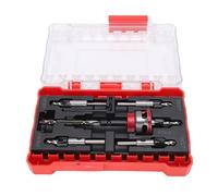 Jopwkuin Kit de Brocas para Avellanador de Profundidad Ajustable con Límite Eficiente para Madera de Pino Tableros de Fibra de Densidad Media Varios Tableros de Plástico Rojo