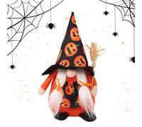 JOPWUE Muñeca de peluche de bruja sin rostro de Halloween, algodón suave y material de felpa con sombrero temático (patrones de calabaza/araña/bruja). Decoración ideal para interiores y exteriores