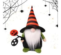 JOPWUE Muñeca de peluche de bruja sin rostro de Halloween, algodón suave y material de felpa con sombrero temático (patrones de calabaza/araña/bruja). Decoración ideal para interiores y exteriores