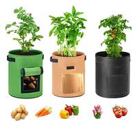 JORAKI 3 Piezas Bolsas de Cultivo de Papa,7 Gallons Bolsas Macetas de Plantas No Tejidas con Asas Ventanas Bolsas de Cultivo para Patatas Tomates Fresas Cebolla Huerto en Casa Balcon(Multicolor)