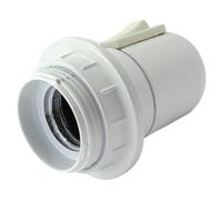 JORBI x2 Unidades: Portalámparas con Interruptor E27 Rosca y Arandela 4A/250V Blanco