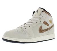 Jordan Air 1 Mid SE para niño (niño grande), Marrón claro Orewood/dorado metálico/blanco/bronceado británico claro/vela, 6 Big Kid