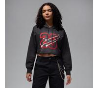 Jordan Flight Fleece Sudadera corta con forro de satén y capucha - Mujer - Negro L (EU 44-46)