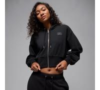 Jordan Flight Fleece Sudadera corta con forro de satén y capucha - Mujer - Negro XS (EU 32-34)