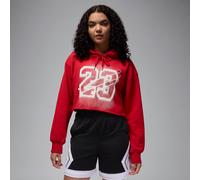 Jordan Flight Fleece Sudadera corta con forro de satén y capucha - Mujer - Rojo M (EU 40-42)