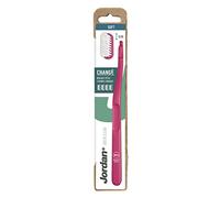 Jordan ® | Green Clean Change | Cepillo de dientes ecológico con plástico reciclado, cerdas biodegradables y cabezas reemplazables para reducir residuos | Suave | 1 Mango y 4 Cabezas de Repuesto