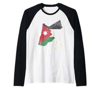 Jordania, bandera de Jordania, Reino jordano, bandera del país de Jordania. Camiseta Manga Raglan
