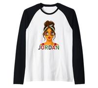 Jordanian Girl Jordan Flag Jordanian Girlfriend Wife Camiseta Manga Raglan