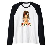 Jordanian Girl Jordan Flag Jordanian Girlfriend Wife Camiseta Manga Raglan