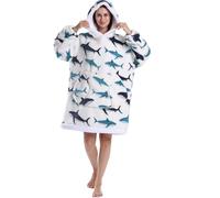 JOREAY 2025 Sudadera con Capucha de Manta para Mujer de Gran Tamaño, Sudadera con Manta Suave, Cálida y Cómoda, Regalo del Día de la Madre para Mamá, Ballena, 4XL Grande alto
